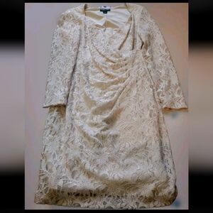 Lauren Ralph Lauren Crochet Lace Dress Women PM Ivory Color 14